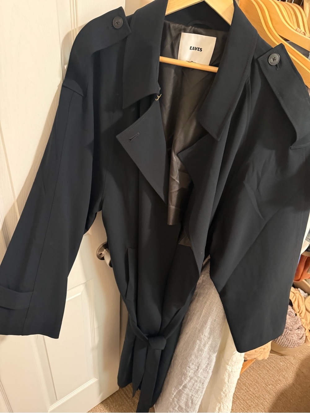EAVES black Belted Trench Coat